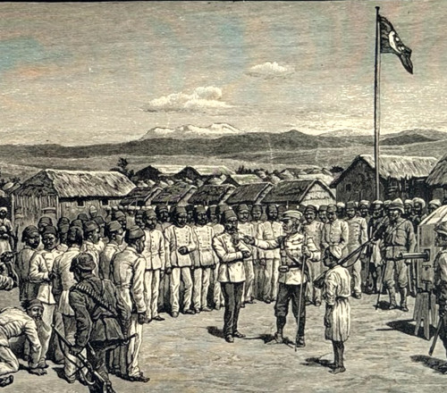 1890 Rebel Officers Kavalli Camp Wood Engraving Henry Stanley Africa Victorian