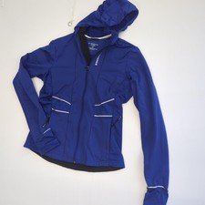 Brooks Jacket Womens Medium Blue Hooded Equilibrium Reflective Full Zip Running
