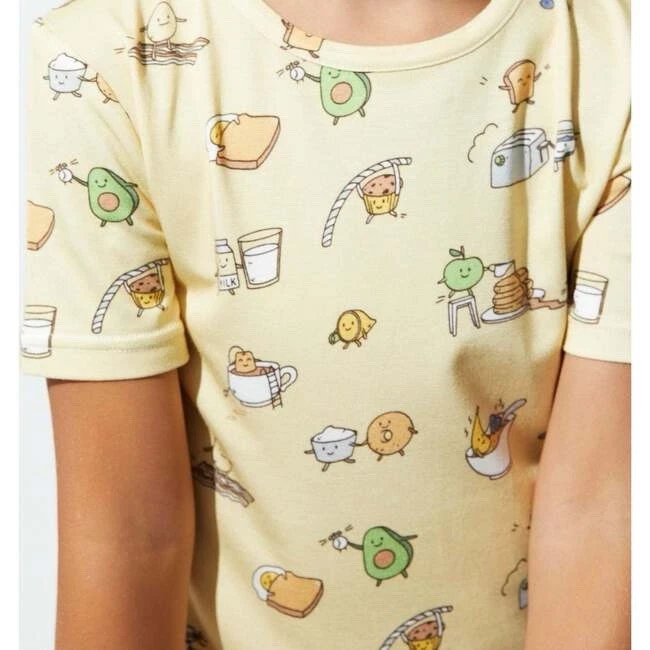 Top pijama amarillo Bellabu Bear bambú suave Love You Brunches unisex niños talla 5T Foto 3 de 4