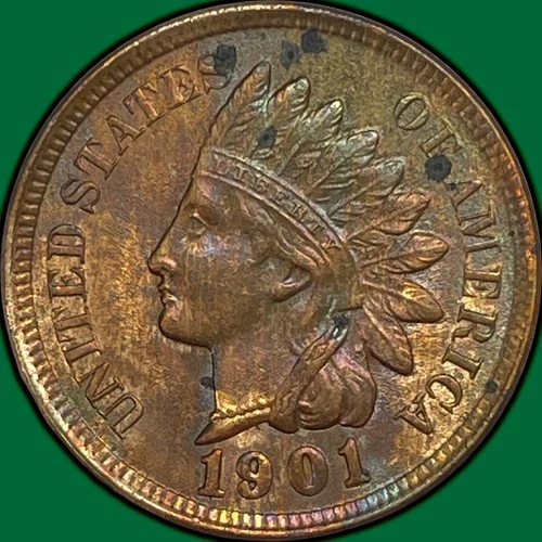 1901 Indian Head Cent Uncirculated UNC Coin #32744