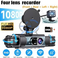 360  4 Channel 1080P HD Car Dash Cam Front and Rear Inside Left Right Cam Wifi
