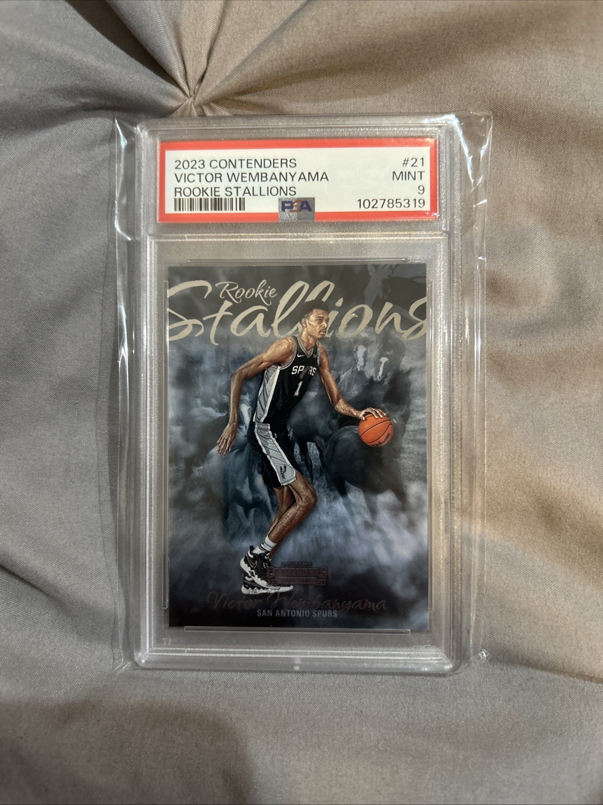 VICTOR WEMBANYAMA 2023 PANINI CONTENDERS RC STALLION #21 ROOKIE RC PSA 9