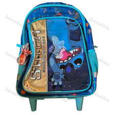 Disney Stitch Experiment 626 16" Charming Rolling Wheeled Backpack Trolley NWT