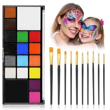 Seaboll Face Body Paint Kit for Kids Adults, Non-Toxic 18 Colors 10 Brushes
