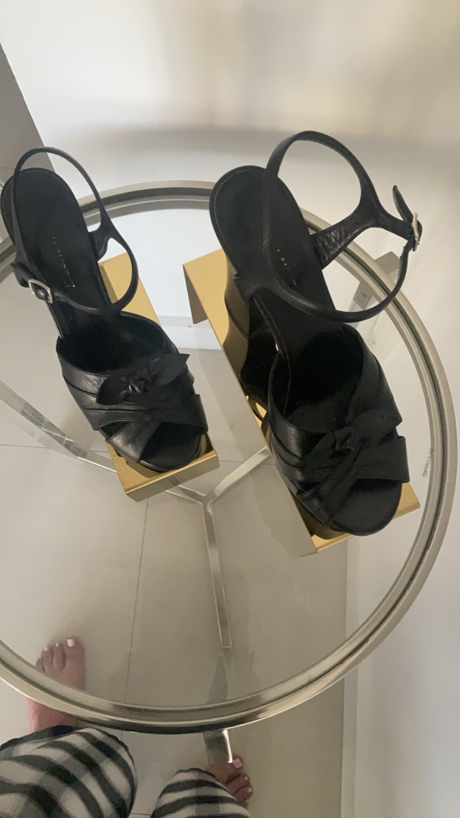 $1050 SAINT LAURENT sandali neri plateau annodati in pelle taglia 37EU