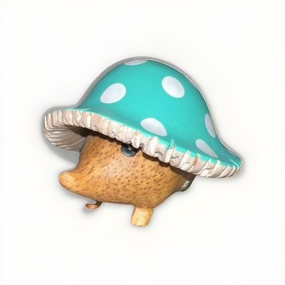 DCUK Toadstool Hedgie Hedgehog Wooden Figurine Turquoise Blue