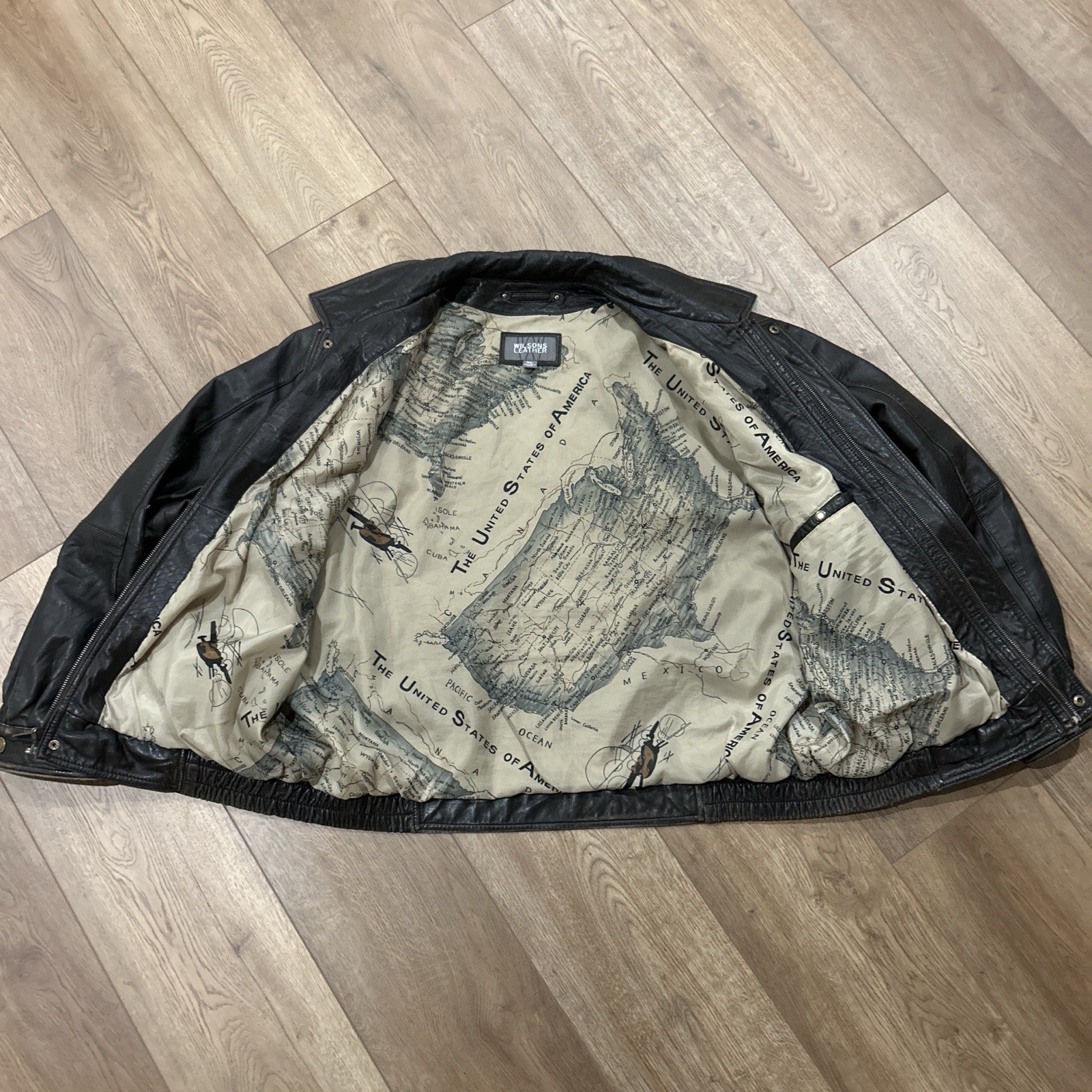 Wilsons Leather black zip button jacket men's XL … - image 5