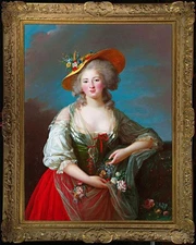 Handmade Old Master-Art Antique Oil Painting girl women Flower on canvas 24"x36"