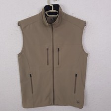 REI Softshell Vest Mens Small Tan Full Zip Hiking Outdoor Layering 808883