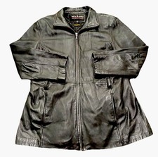 Wilsons The Leather Experts Jacket XL Black Full Zip Thinsulate Leather Coat