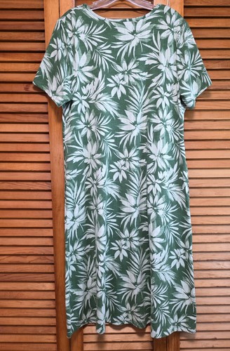 Denim & Co. Women's Green Floral Midi Dress Stretch Short Sleeve Size LP - Picture 2 of 11