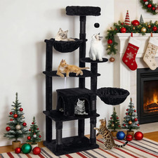 Tall Cat Tree,63In Multi-Level Cat Tower for Indoor Cats Large Adult,Gothic Cat