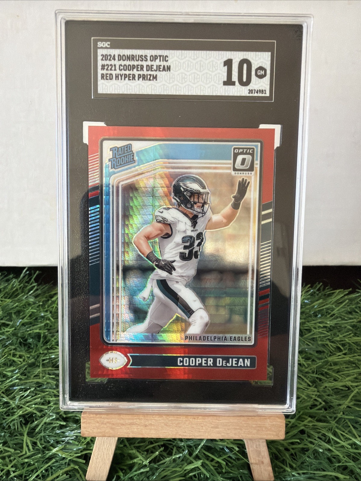 2024 Donruss Optic Rated Rookie Red Hyper Prizm #221 Cooper Dejean SGC 10 Eagles