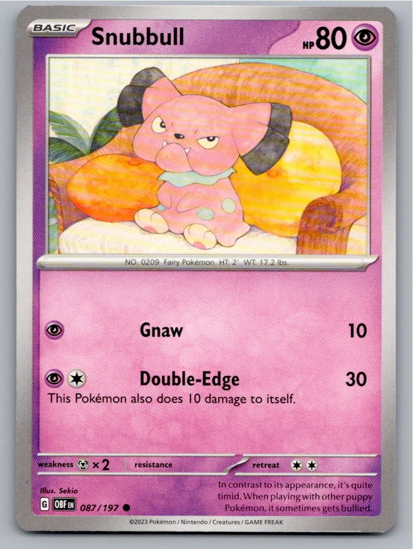 2023 POKEMON SNUBBULL OBSIDIAN FLAMES 087/197 COMMON NM A38499 FREE S&H