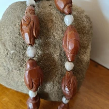 Vintage Chinese Olive Nut Hand Carved Prayer Beads 