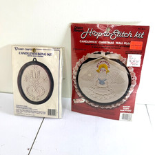 Vintage Candlewicking Stitch Kits Lot Vogart Oval Frame  Angel Wall Plaque Set