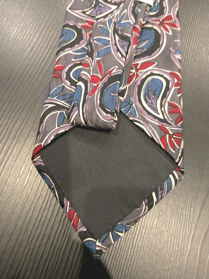 Linee Moda Corbata de Seda Retro Ambiente Geométrico Floral Patrón Paisley Hecho en Italia Foto 3 de 4
