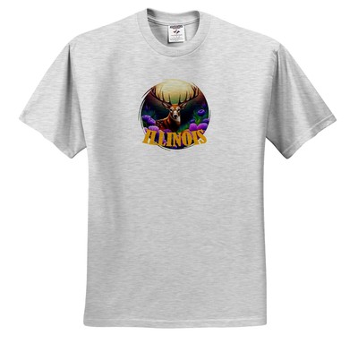 3dRose, White-tailed Illinois Deer With Violets, T-Shirt