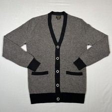 J.Crew Women's XS 100 Cashmere Cardigan Sweater Black Gray Textured Knit