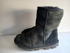UGG Women's Black Suede Faux Fur Lined Winter Snow Boots. UK(8) EUR(41) -B72
