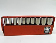 Matco Tools 1/4" Drive SAE 10 Piece Deep Chrome Socket Set w/ RED Tray AD66-186