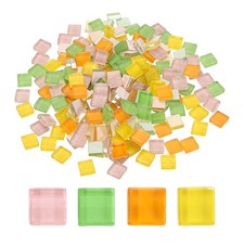 300Pcs Glass Mosaic Tiles, Square Crystal Mosaic(0.4 x 0.4 Inch, Summer Lime)