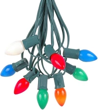 C7 Multi Ceramic Christmas Light Set - Indoor/Outdoor String Lights - Opaque Bul