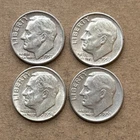 (1-O) Lot of 4 Roosevelt Silver Dimes US 10C - 1957-D, 1957-D, 1958-D, 1958-D