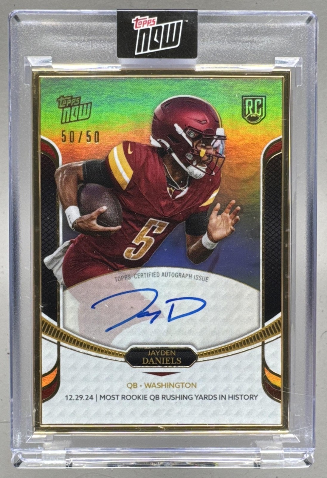 Jayden Daniels Topps Now Rookie Campaign Autographs #8A Gold