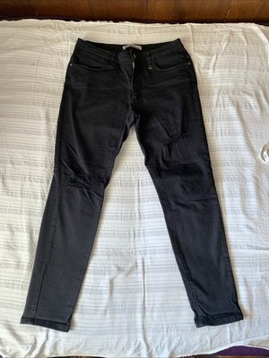 ZARA Basic Z1975 Size 10 Black Denim Ripped Jeans