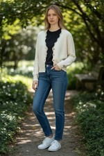 Molly Bracken Scalloped Cardigan Deep V Neck With Lace Size L Brand New With Tag