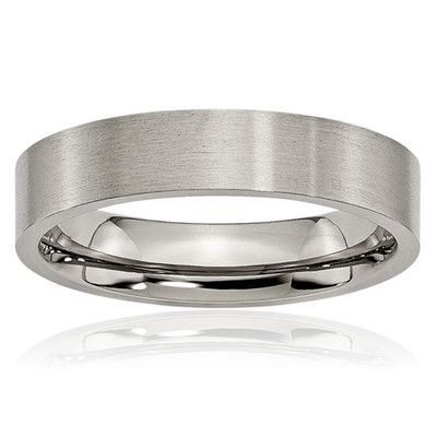 Titan flach 5 mm Comfort Fit schlicht Ehering Ring gebürstet, gravierbar matt
