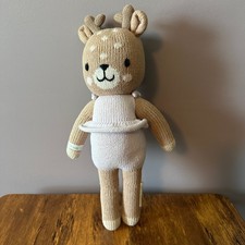 cuddle kind Violet the Fawn 13" Little Hand Knit Deer Plush Doll Beige White