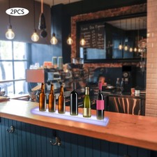 2x LED Liquor Bottle Display Shelf 32 inch Acrylic Floating Lighted Bar Shelf US