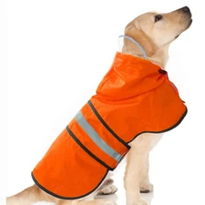 Dog Raincoat Waterproof Reflective Slicker - Lightweight Breathable Hooded Po...