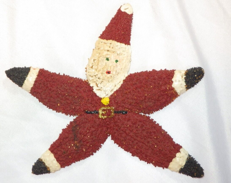 Vintage Hand Made Painted Starfish SANTA CLAUS Christmas Decor
