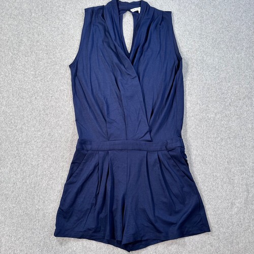 Trina Turk Giselle Romper Womens Small Blue Sleeveless Pleated Shorts Keyhole - Bild 1 von 10