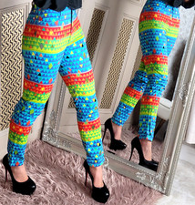 Gianni Versace Jeans Couture Patterned Trousers Pants Jeans UK 4 XXS Vintage