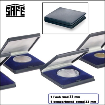 Hartschalen-Münzetuis-33-mm-Blau-runde-Fächer-SAFE-7935-Format-75x70x12mm
