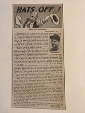 Ted Kluszewski Cincinnati Reds Hats Off 1954 Sporting News Baseball 4X8 Panel