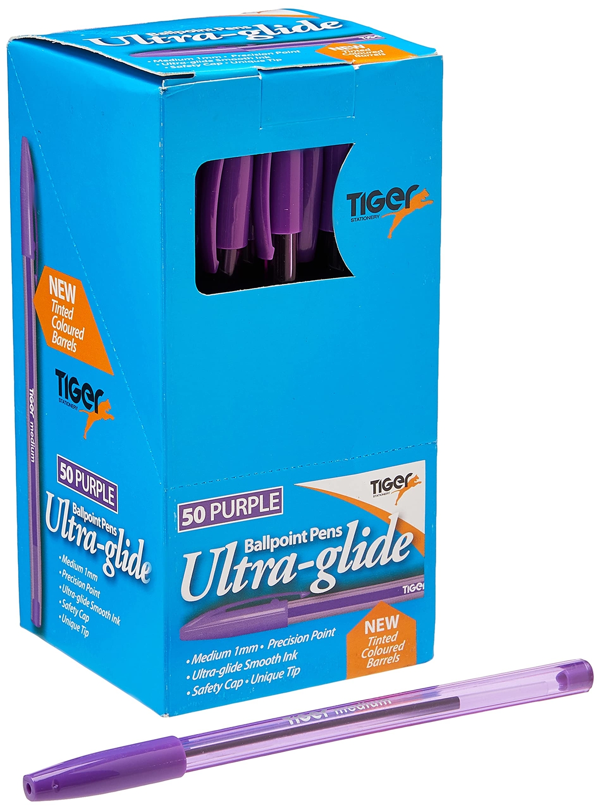 Tiger Stationery 301949 Ultra-Glide Ballpoint Pen - Purple (Pack of 50) 50 Origi