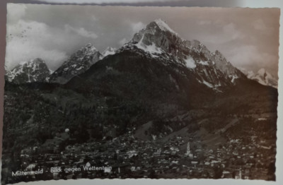 Postcard Mittenwald with view against Wetterstein not shipped