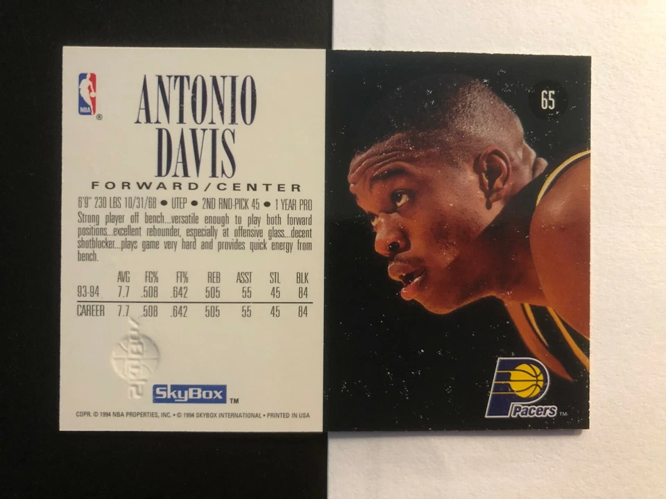Nice 1994 ANTONIO DAVIS SkyBox Basketball Card # 65 Made in USA - Image 3 of 3