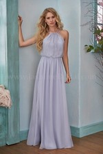 Jasmine B203006 Long Halter Neckline Lace  Poly Chiffon Bridesmaid Dress