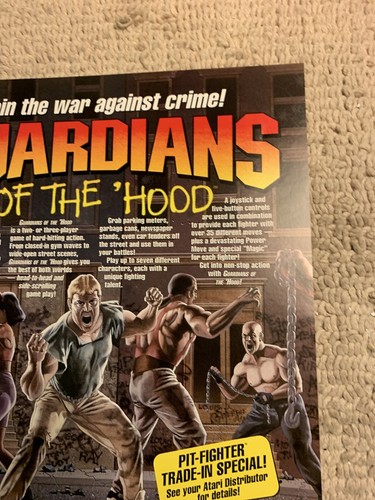 original 1992 ad Guardians of the Hood Atari ARCADE VIDEO GAME FLYER - Picture 3 of 3