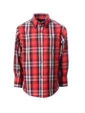 Boy's Causal Dress Shirt Full Button Down Long Sleeve Plaid Checkers Soft LS-82