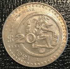 NICE TONING HIGH GRADE UNC 1981 MEXICO MEXICAN 20 PESOS-SEP404