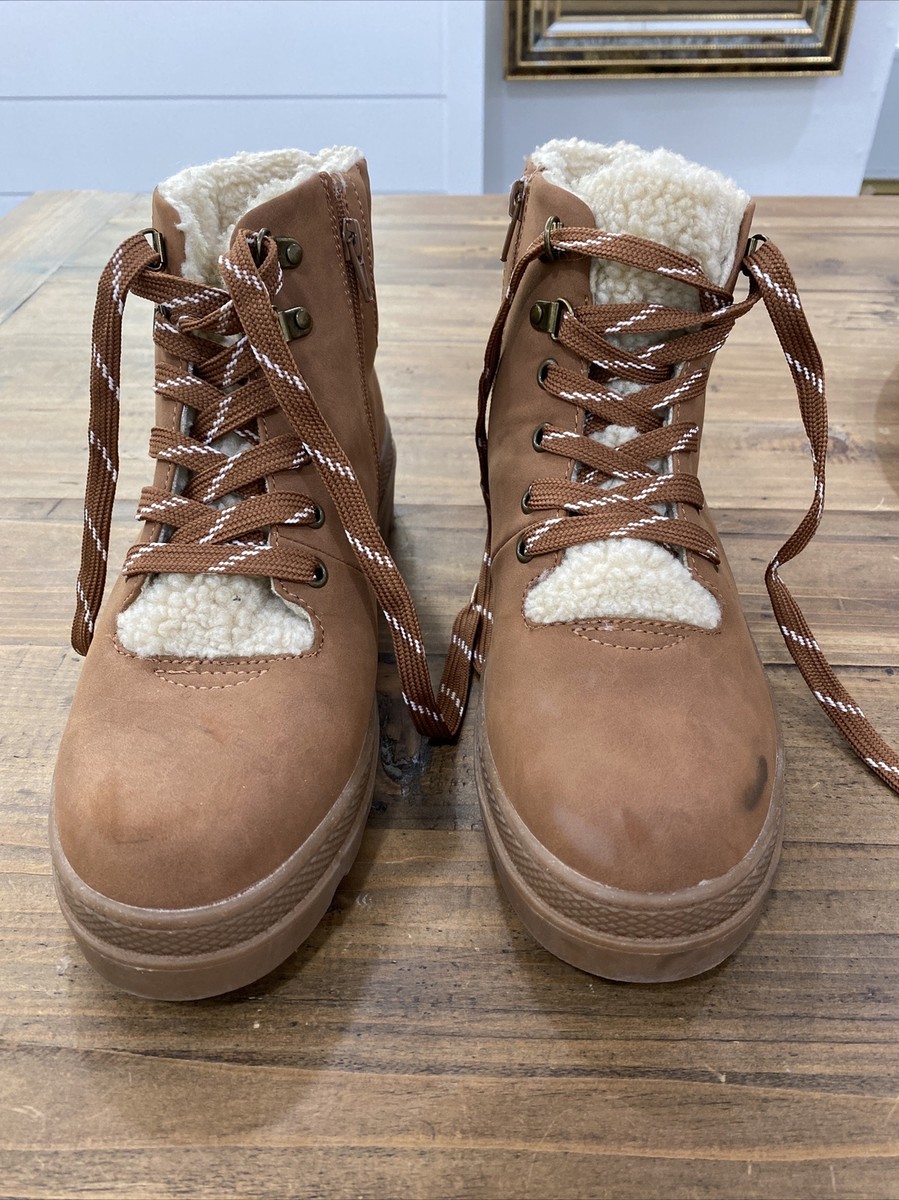 Nordstrom Rack Chiara” Lug Ankle Boots Faux Sherpa Lined booties Women’s