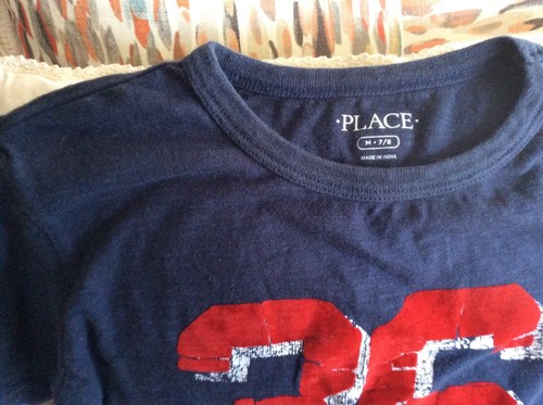 Boy's Children's Place NAVY/RED long-sleeve t-shirt M 7/8 athletic look - Picture 3 of 4