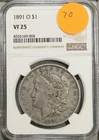 1891 O Morgan Silver Dollar NGC VF 25 Very Fine #9-004